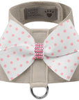 Polka Dot Nouveau Bow Tinkie Harness with Pink Giltmore