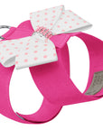 Polka Dot Nouveau Bow Tinkie Harness with Pink Giltmore