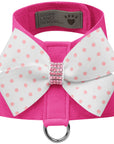 Polka Dot Nouveau Bow Tinkie Harness with Pink Giltmore