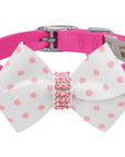 Polka Dot Nouveau Bow With Pink Giltmore Collar