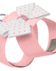 Polka Dot Nouveau Bow Tinkie Harness with Pink Giltmore