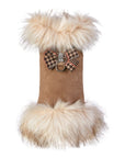 Chocolate Glen Houndstooth Nouveau Bow Ivory Fox Fur Coat