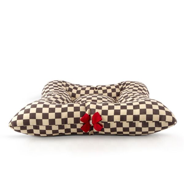 Windsor Check Square Bed with Red Nouveau Bow