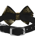 Black Glitzerati Nouveau Bow 3 Row Gold Giltmore Collar