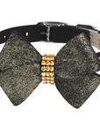 Black Glitzerati Nouveau Bow 3 Row Gold Giltmore Collar