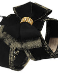 Black Glitzerati Double Nouveau Bow Tinkie Harness with Black Glitzerati Trim