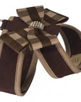 Fawn Gingham Nouveau Bow with Gold Giltmore Tinkie Harness with Fawn Trim