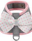 Puppy Pink Polka Dot Nouveau Bow Tinkie Harness with Puppy Pink Trim