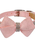 Puppy Pink Glitzerati Nouveau Bow 3 Row Giltmore Collar