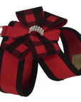 Red Gingham Nouveau Bow Tinkie Harness with Black Trim