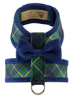 Scotty Plaid Indigo Bow Tie Tinkie Harness with Indigo Trim