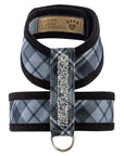 Scotty Plaid Crystal Rocks Tinkie Harness with Black Trim