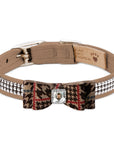 Chocolate Glen Houndstooth Big Bow 3 Row Giltmore Collar