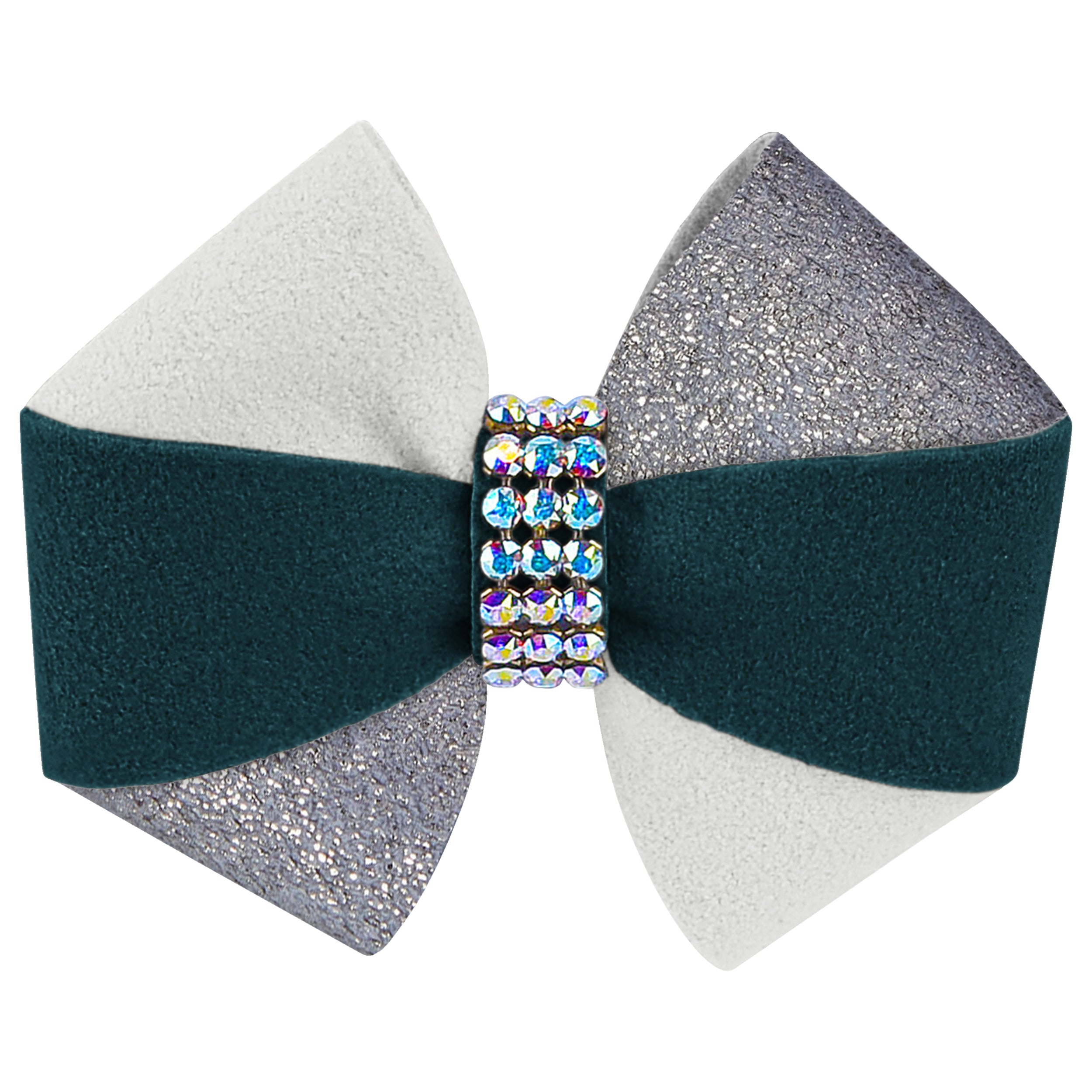 Green and Silver Hair Bow Large Sage Green Velvet Hair Bow – Slick main image 3