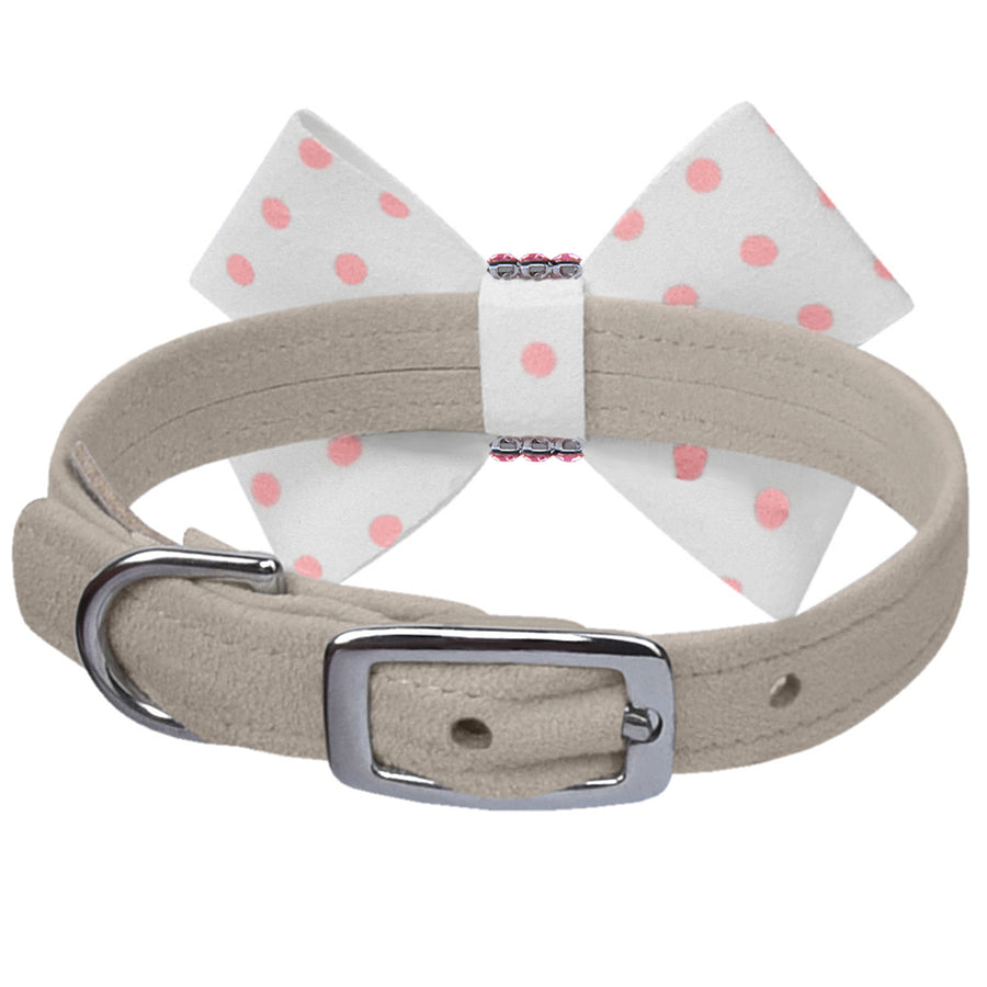 Polka Dot Nouveau Bow With Pink Giltmore Collar