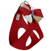 Game Day Glam Red & Sahara Pinwheel Bow Step In Harness from Susan Lanci Designs - angled front view