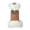 Chocolate Glen Houndstooth Nouveau Bow White Fox Fur Coat