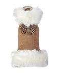 Chocolate Glen Houndstooth Nouveau Bow White Fox Fur Coat