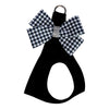 Black & White Houndstooth Nouveau Bow Step In Harness by Susan Lanci Designs - front view.