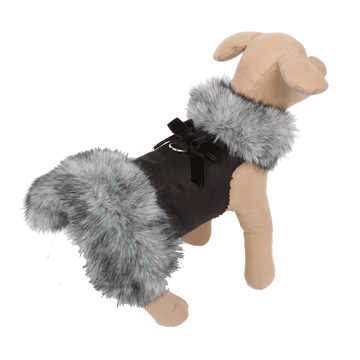 Velvet Bow Black Tip Silver Fox Fur Coat