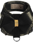 Black Glitzerati Double Nouveau Bow Tinkie Harness with Black Glitzerati Trim