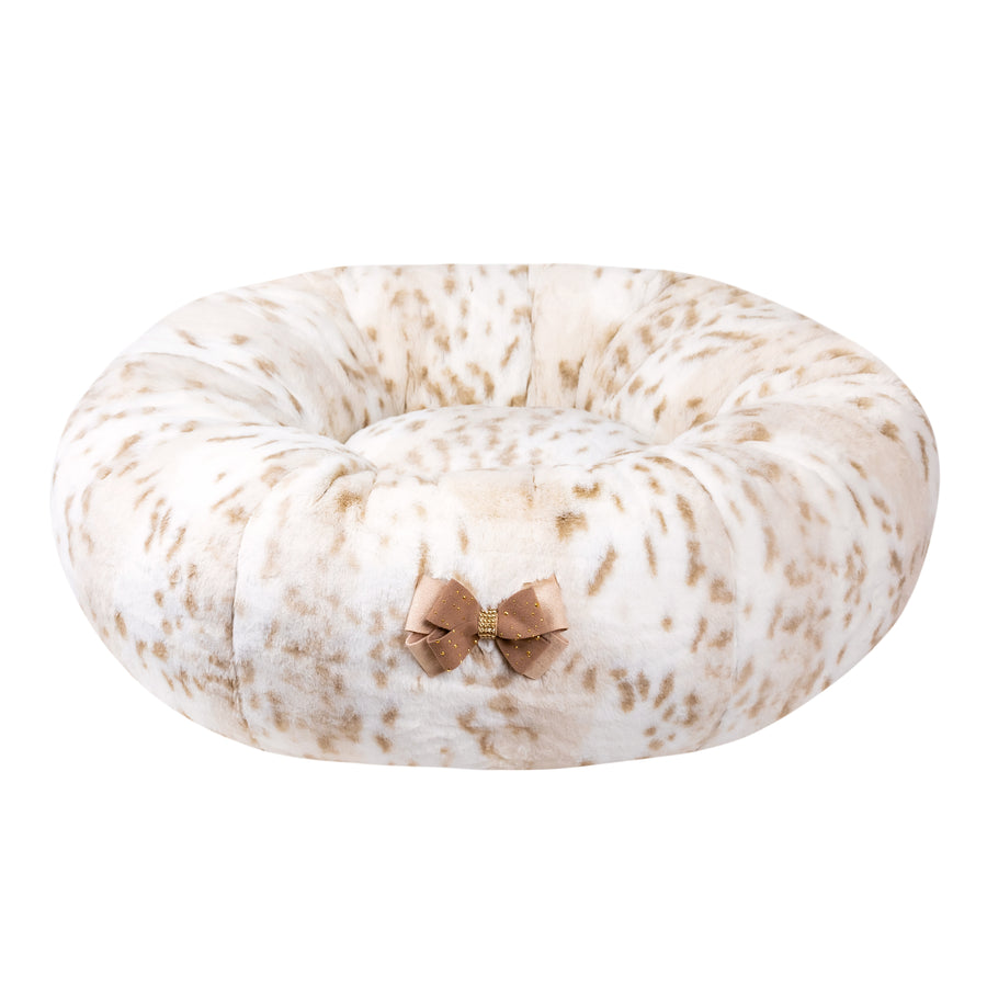 Double Nouveau Bow Soft Arctic Snow Leopard Bed