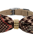 Gold Giltmore Chocolate Glen Houndstooth Bow Tie 1/2" Collar