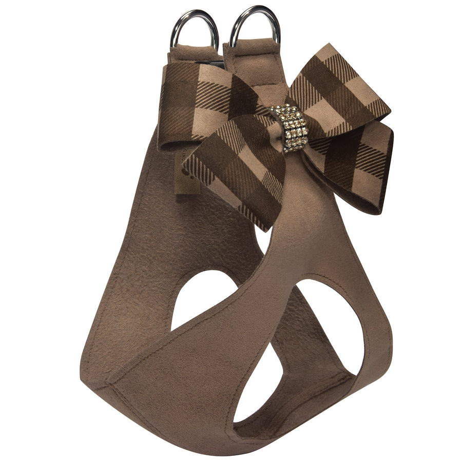 Fawn Gingham Nouveau Bow with Gold Giltmore Step In Harness