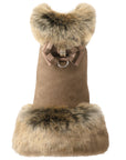 Fawn Gingham Double Nouveau Bow Bronze Fox Fur Coat