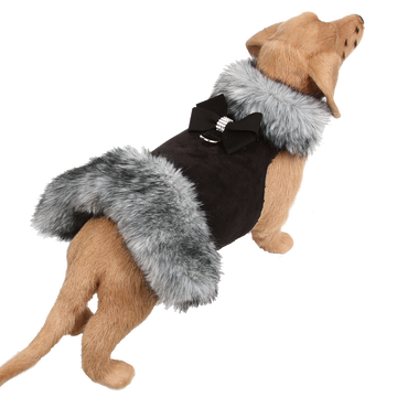 Nouveau Bow Black Tip Silver Fox Fur Coat
