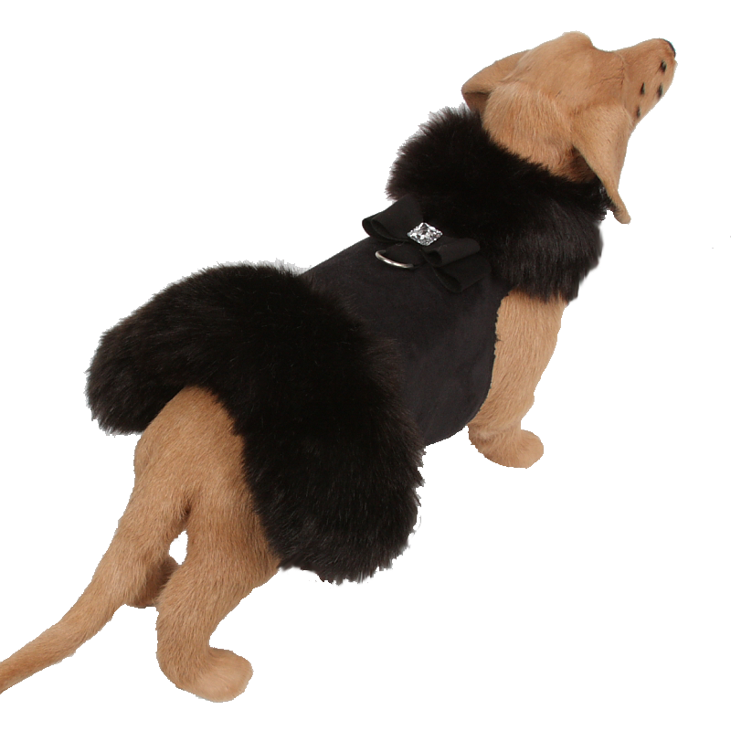 NOUVEAU BOW BLACK FUR DOG COAT- BLACK