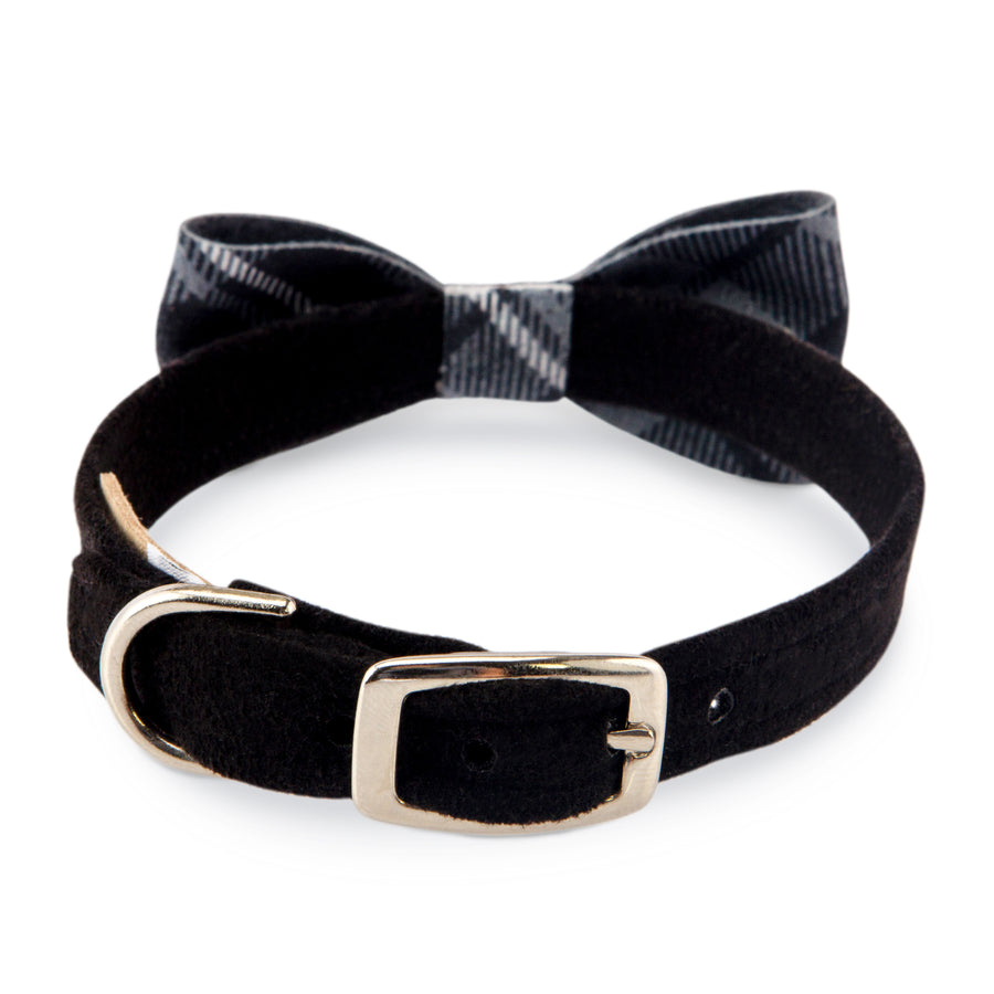 Scotty Charcoal Plaid Bow Tie Collar