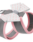 Puppy Pink Polka Dot Nouveau Bow Tinkie Harness with Puppy Pink Trim