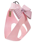 Puppy Pink Houndstooth Nouveau Bow with Pink Giltmore Step In Harness