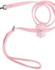 Puppy Pink Houndstooth Nouveau Bow with Pink Giltmore Leash