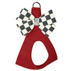 Windsor Check Nouveau Bow Classic Neutrals Step In Harness by Susan Lanci Designs - red front view 