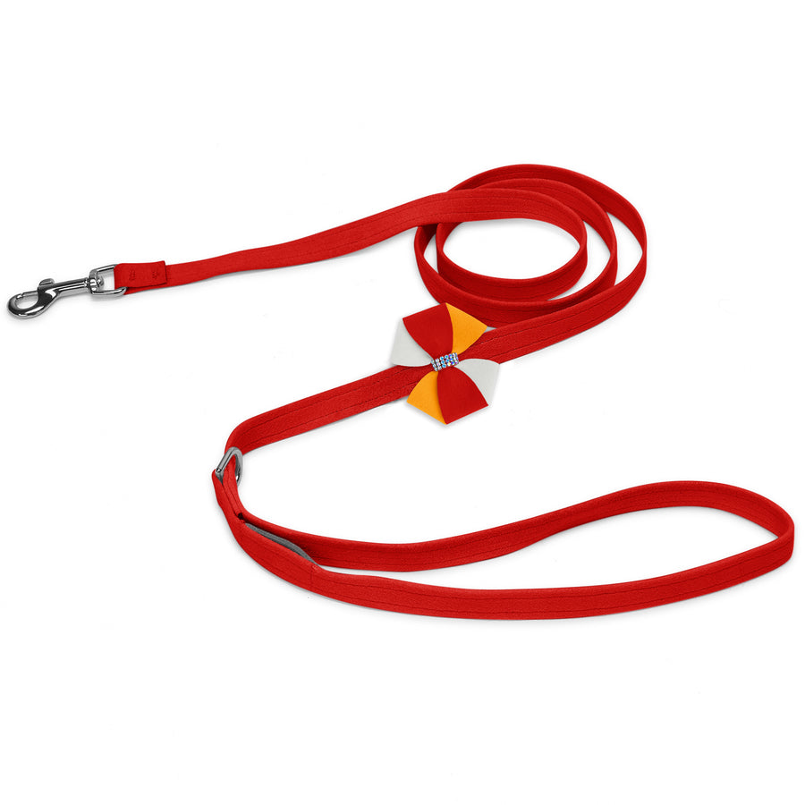 Game Day Glam Red Pepper Pinwheel Bow Leash