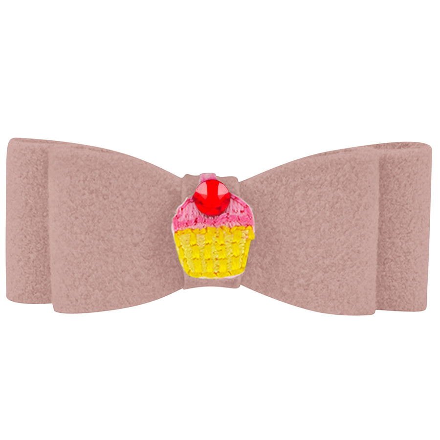 Embroidered Cupcake Hair Bow
