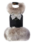 Platinum Glitzerati Nouveau Bow Soft Silver Fox Fur Coat
