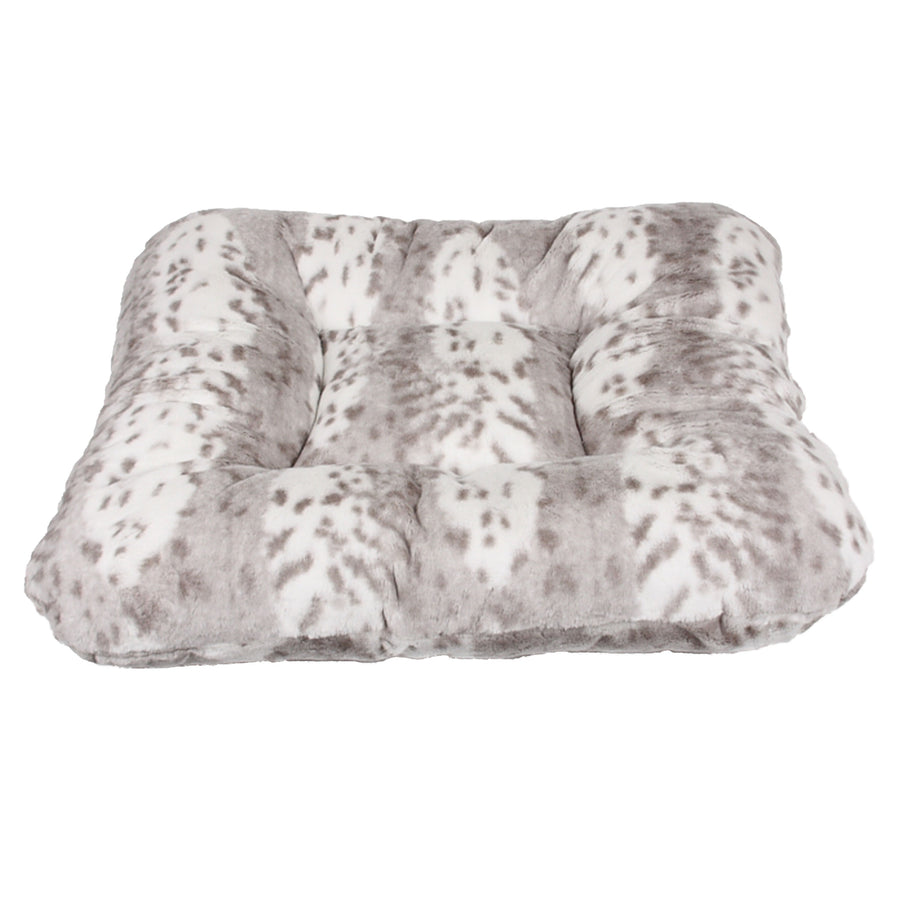 Soft Platinum Snow Leopard Square Bed